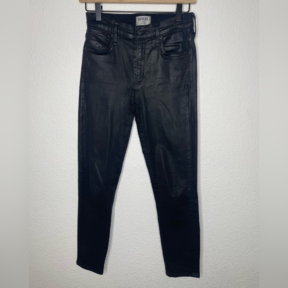 AGOLDE jeans leatherette sz 27 Sophie high rise black - Picture 2 of 9
